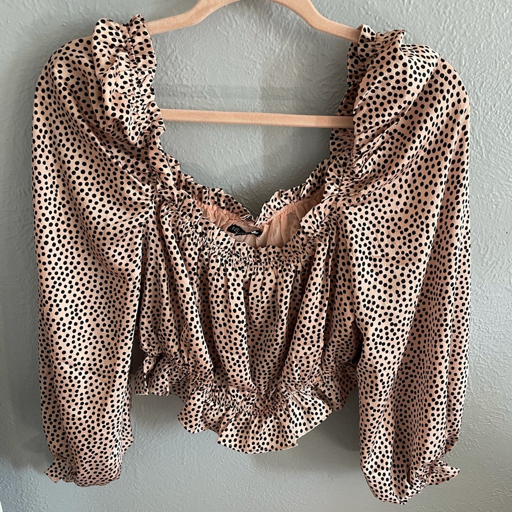 Satin pink dotted blouse